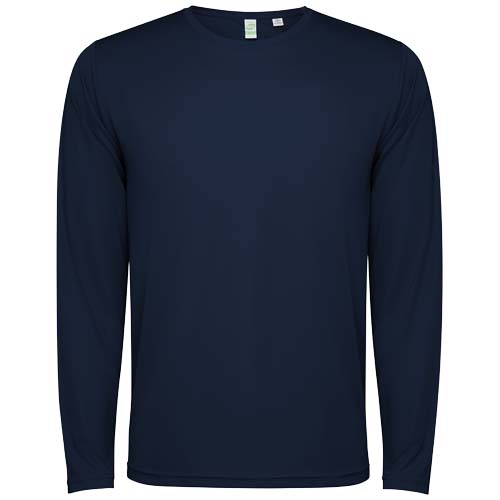 T-shirt personnalisable unisexe manches longues polyester recyclé Estoril Bleu marine